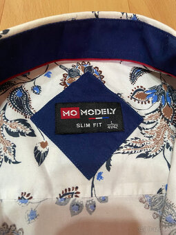 Pánska košeľa McModely L - nová, biela s kvetovaným vzorom - 3