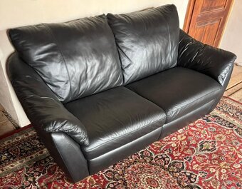 Černá kožená sedačka,5843 - 3