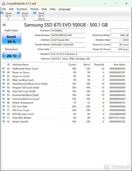 Predám 500GB 2.5" SSD SAMSUNG 870EVO SATA - 3