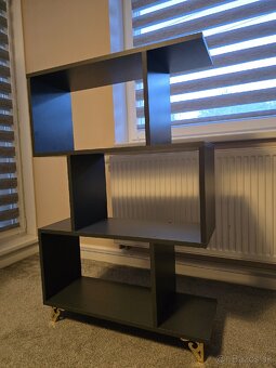 Moderna polica, kniznica, regal, antracit zlate nozicky - 3