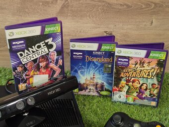 Xbox 360 Slim, 1 ovládač, kinect, 3 pohybové hry - 3