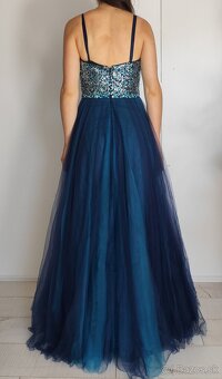 Tmavomodré - tyrkysové šaty - 3