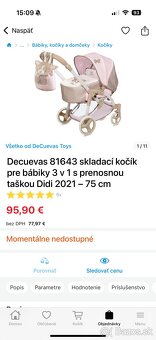 Predám NOVÝ kočik pre bábiky, iba rozbalený - 3