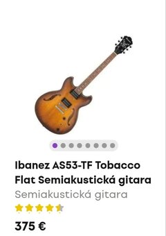 Predám gitaru Ibanez AS53-TF Tobacco Flat Semiakustická - 3