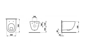 Laufen Pro - Závesné WC, 530 mm x 360 mm, s LCC, biela - 3