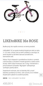 Ultralahky detsky 16" bicykel Like to bike KOKUA - 3