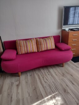 Rozkladacia zanovna ružová sedačka - 3