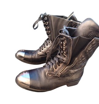 Chanel čižmy 39.5 /40 čierne kožené biker - 3