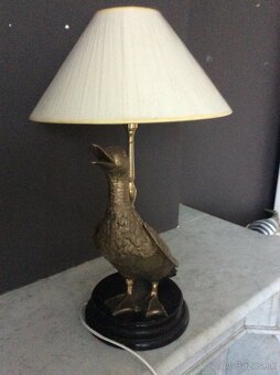 Art deco starožitná mosadzná lampa so soškou kačice r1970 - 3