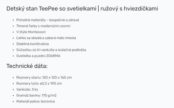 Detský stan TeePee ružový - 3