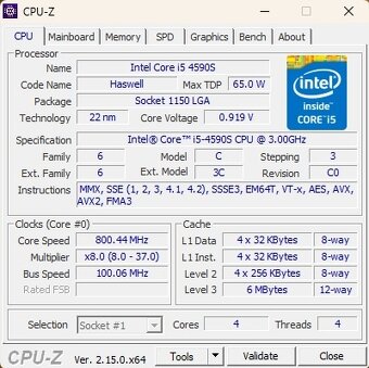Intel Core i5-4590S, 3.00 GHz, 6 MB Cache, socket 1150 - 3