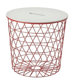 Červený stolík / kôš na bielizeň s úložným priestorom - 3