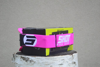 Okuliare atv enduro mx fluo čierno ružové číre sklo shot - 3