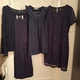 Dámske modré čipkované šaty, topy, nohavice - 3