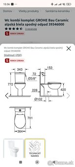 Záchod, wc Grohe rimles s wc doskou nový - 3