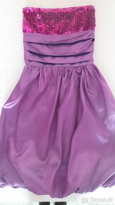 Ružovo-fialové spoločenské šaty s flitrami - 3