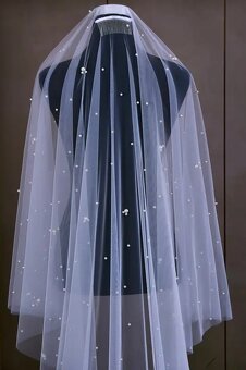 Svadobný závoj s perličkami  - nový - 3