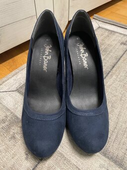 Modré semišové lodičky - 3