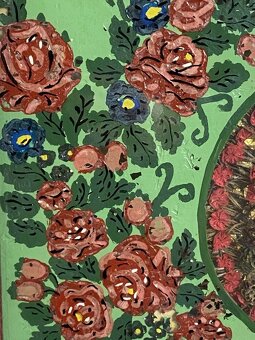 Maľovaný ľudový svadobný obraz zo svadobnými venčekmi - 3