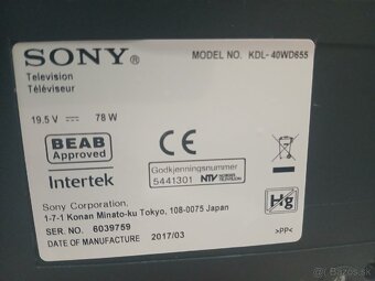SONY model NO .KDL-45WD655 - 3