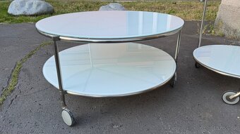 Ikea STRIND konferenčný stolík okruhly na kolieskach, biely - 3
