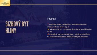 PREDAJ: 3izbový byt Považská Bystrica- Hliny 58m2. - 3