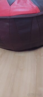 Boho kožený puf taburet NOVÝ - 3