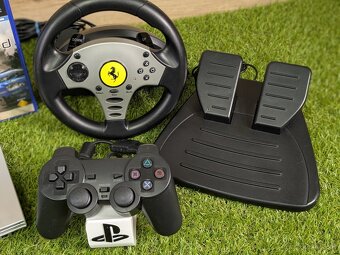 Sony Playstation 2, 1 ovládač, volant, 8MB karta, 2 hry - 3