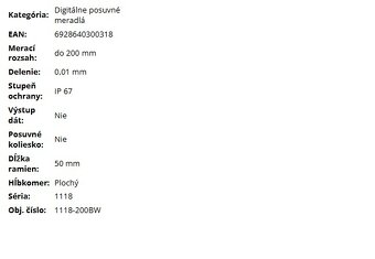 Digitálne posuvné meradlo 200/0,01 mm, Insize - 3