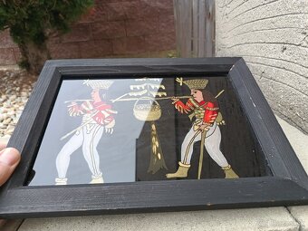 starožitný obraz maľba na skle Zbojníci - 3