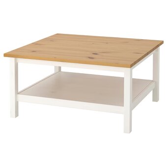 HEMNES Konferenčný stolík, bielo morené/svetlohnedá, 90x90 c - 3