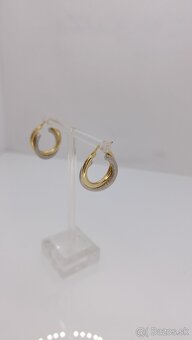 Zlaté náušnice kruhy dvojfarebné - 3