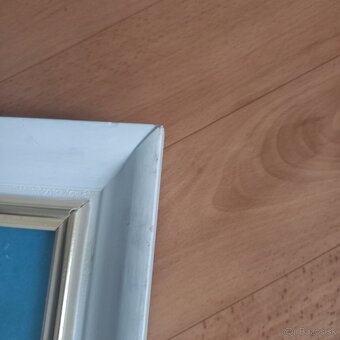 Svätý veľký obraz s dreveným bielo a pozlateným rámom - 3