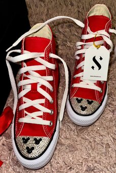 converse mickey mouse shoozers crystals red tenisky - 3