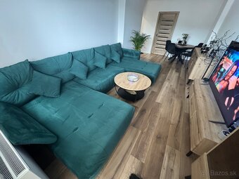 Smaragdova sedacia súprava v tvare U 3,82m - 3