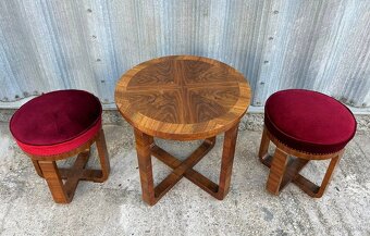 Art Deco stolík + taburetky - S07 - 3