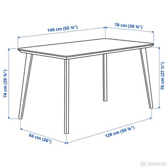 Stôl IKEA LISABO (140x78 cm) jaseňová dyha - 3