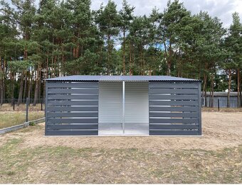 Plechová garáž 6x6 + 4m prístrešok - 3