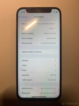 iPhone 12 mini 128 GB – biela – 100 % batéria, originál, kom - 3