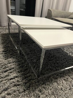 Sada konferenčných stolíkov 2ks biela / chrom - 3