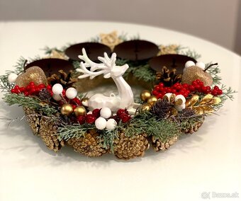 Adventný veniec 32cm na stôl pre 4 sviečky Vianoce - 3
