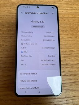 Predám SAMSUNG GALAXY S22 8GB/256GB, TOP stav, VOLNY - 3