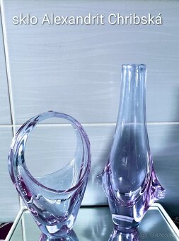 Hutné sklo - váza, košík - 3