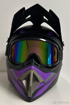 Moto prilba (off-road/motocross) + okuliare, veľkosť S - 3
