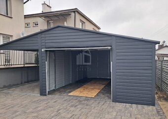 Plechová garáž 5x6 sedlová strecha, DOVOZ A MONTÁŽ ZADARMO - 3