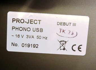 Predám gramofon Pro-Ject Debut III/Phono USB - 3