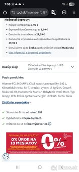 Truhlicova mraznicka Hisense 3 roky/C184D44W1 - 3