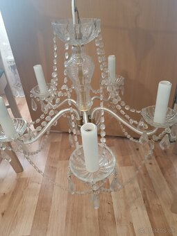 Luster - krištáľový starožitný päťramenny - 3