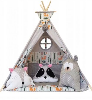 Detský teepee stan Zvieratká les 1 - 3