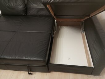 rohová pohovka Ikea Friheten - čierna koženka TOP STAV - 3